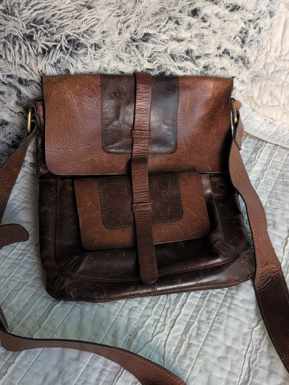 Brown Genuine Leather Messenger Bag